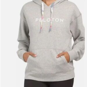 Peloton Women's Sweater Drawstring Hoodie Cotton Gray Pullover